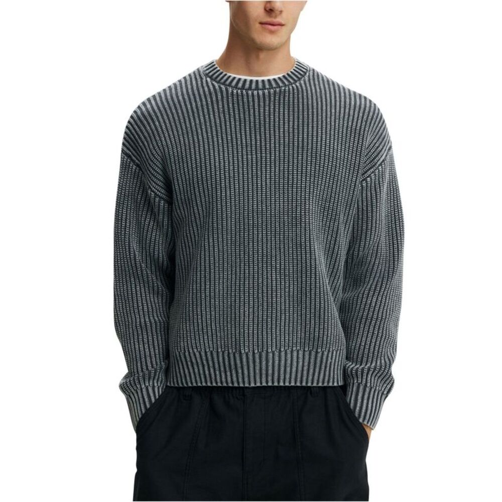 Cotton On Mens Washed Box Fit Crew Pullover Sweater, NWT